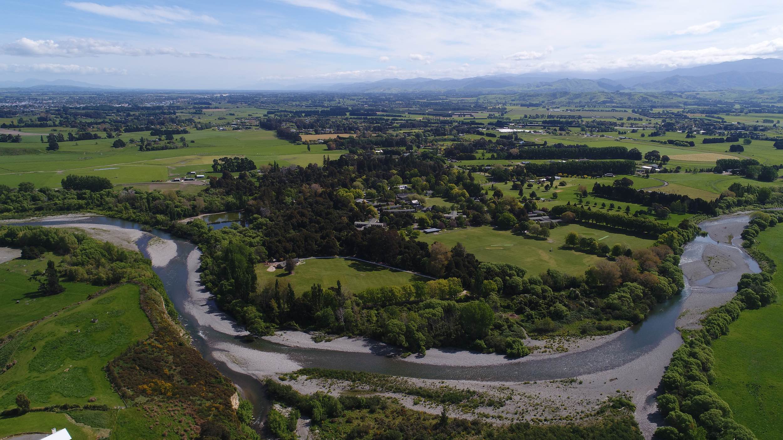 Aerial view of the Ruamahanga River north of Masterton