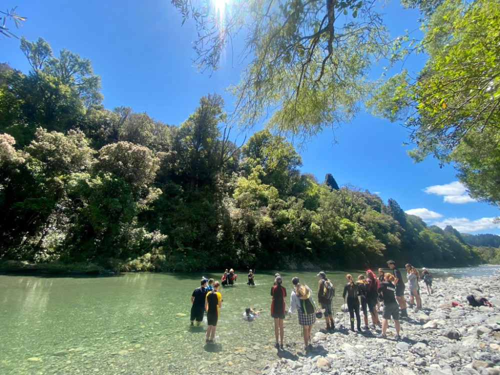Students from Kura Kaupapa o Wairarapa and Mākoura College on the upper Ruamahanga River